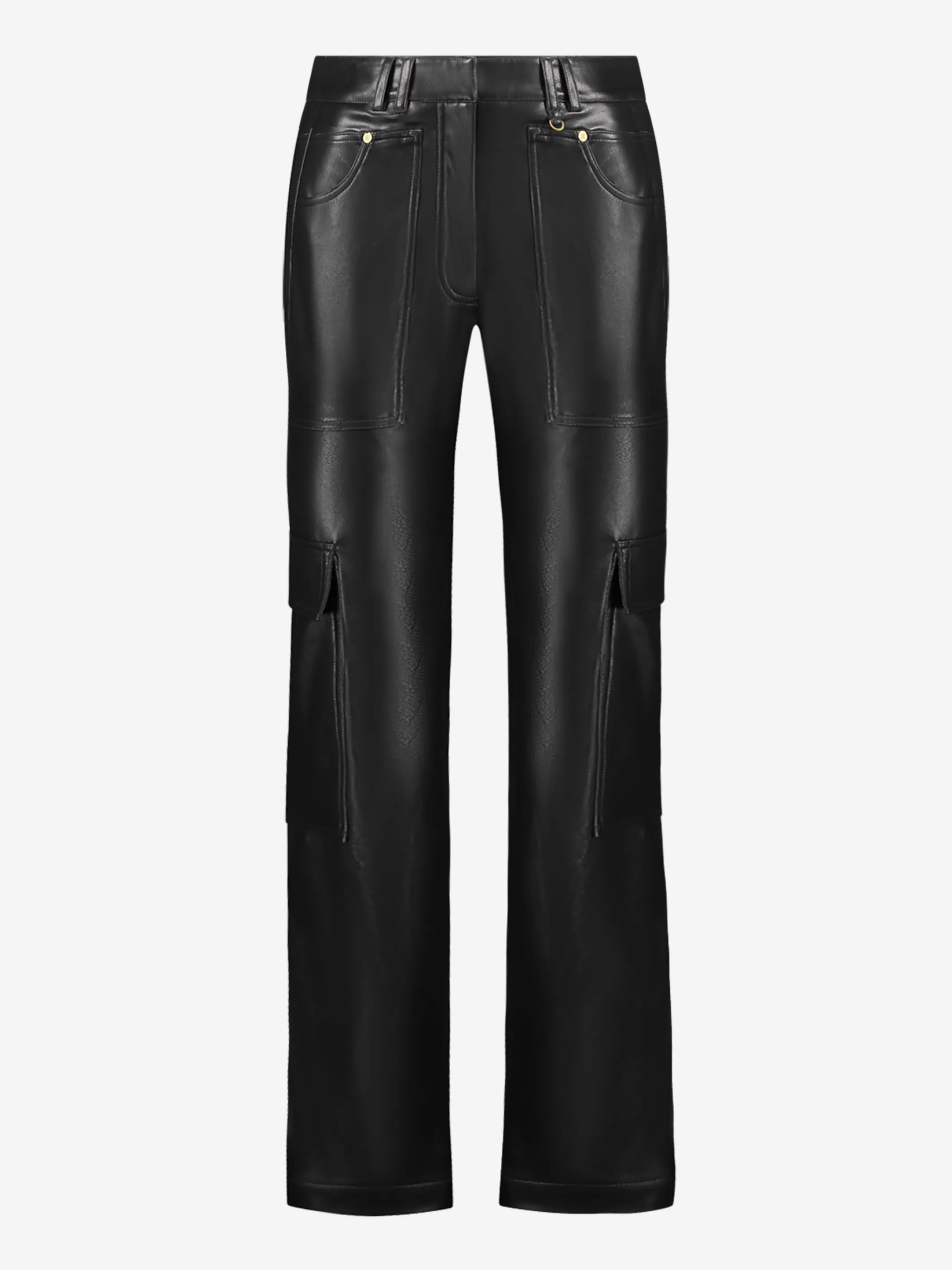 Sale RECHTE VEGAN LEREN CARGO BROEK MET MIDDELHOGE TAILLE Broeken