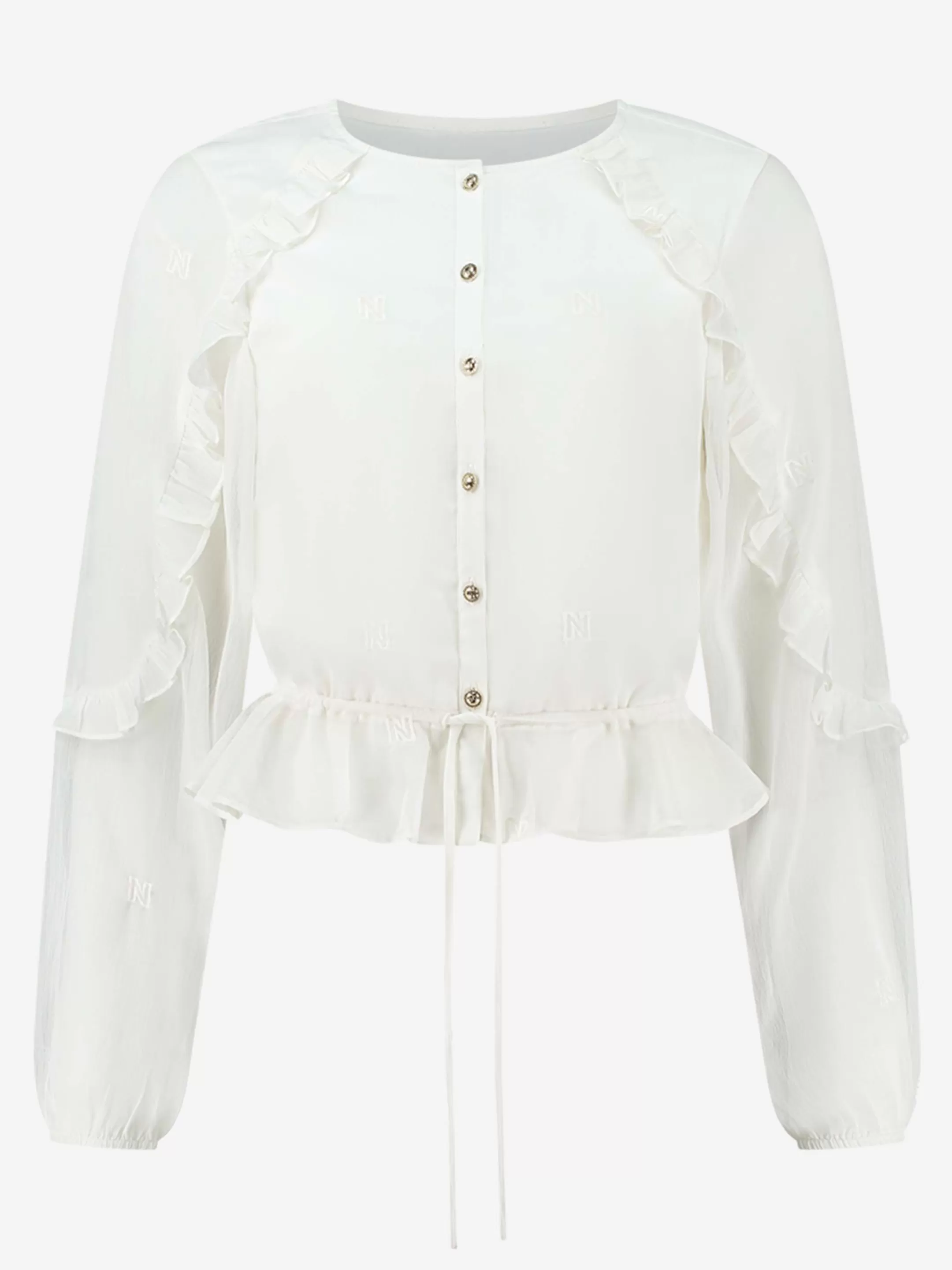 Sale SEMITRANSPARANTE BLOUSE MET RUCHES Blouses | Sets