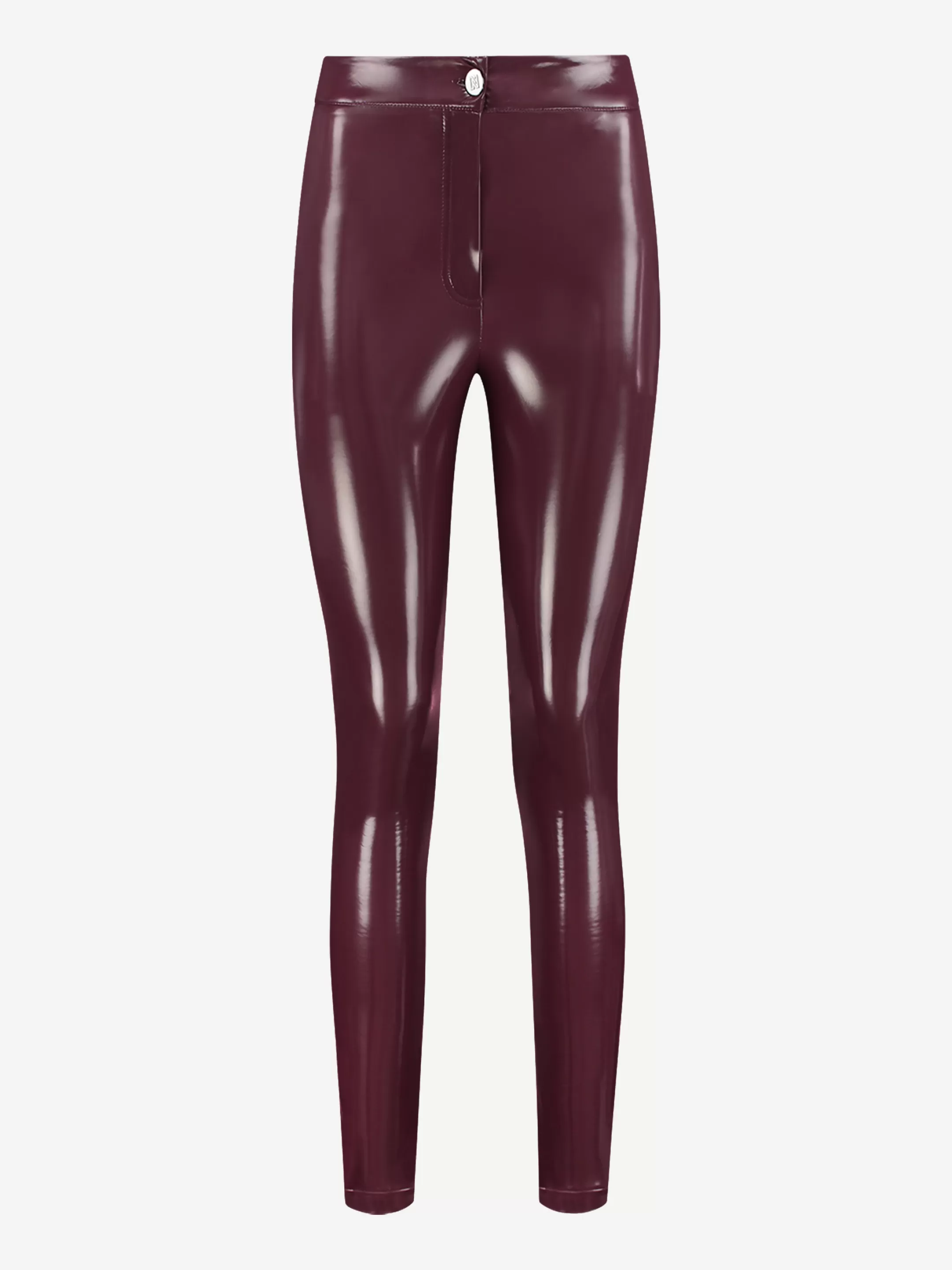 Clearance VEGAN LAKLEREN BROEK MET HOGE TAILLE Broeken