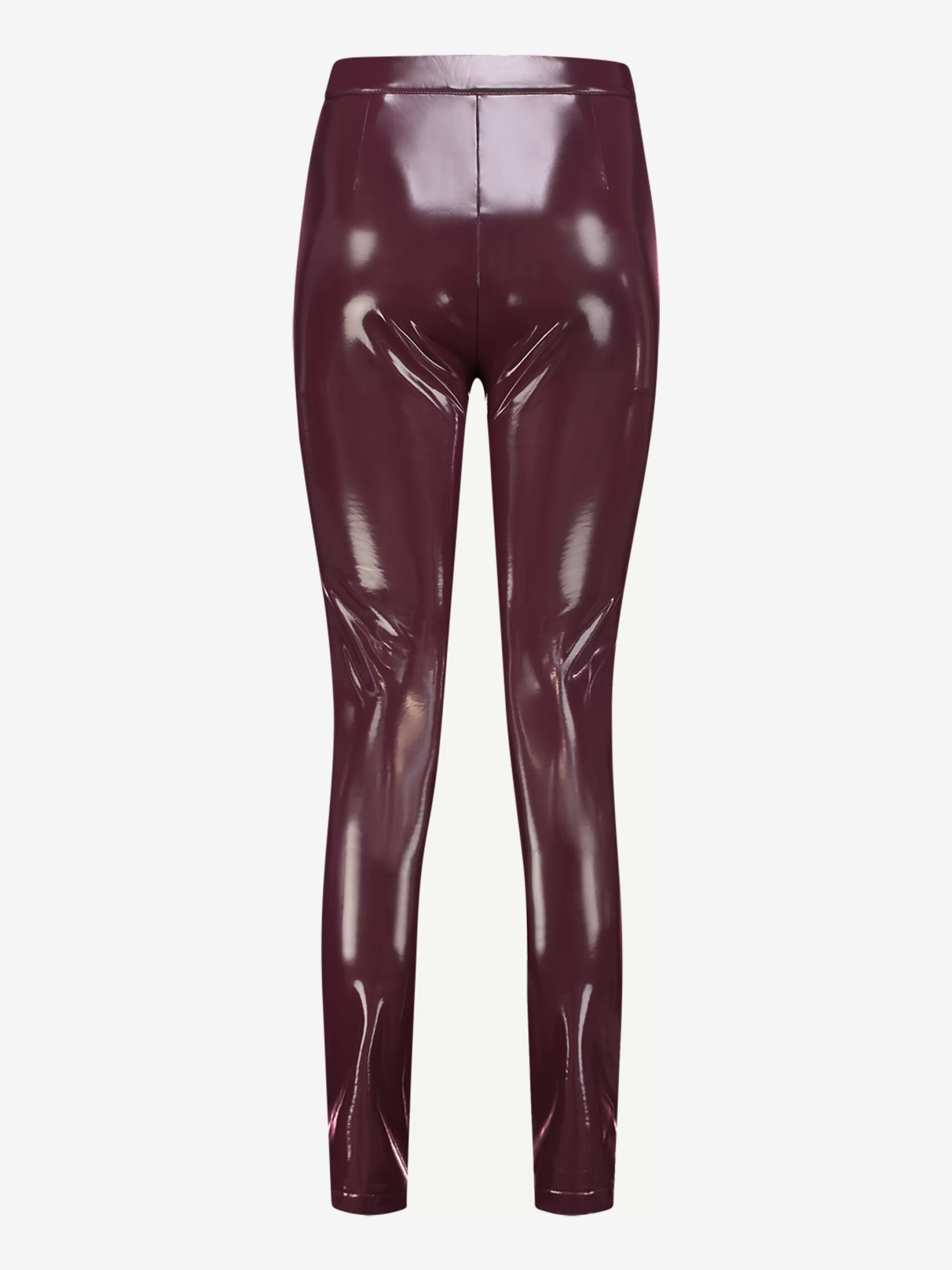 Clearance VEGAN LAKLEREN BROEK MET HOGE TAILLE Broeken